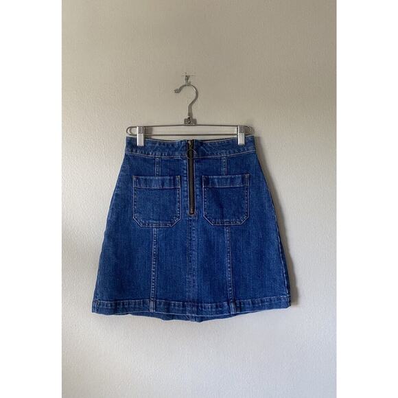 Madewell Zip Jean Skirt Denim Above The Knee Style# G5457 Size 24 Pockets - Picture 1 of 5
